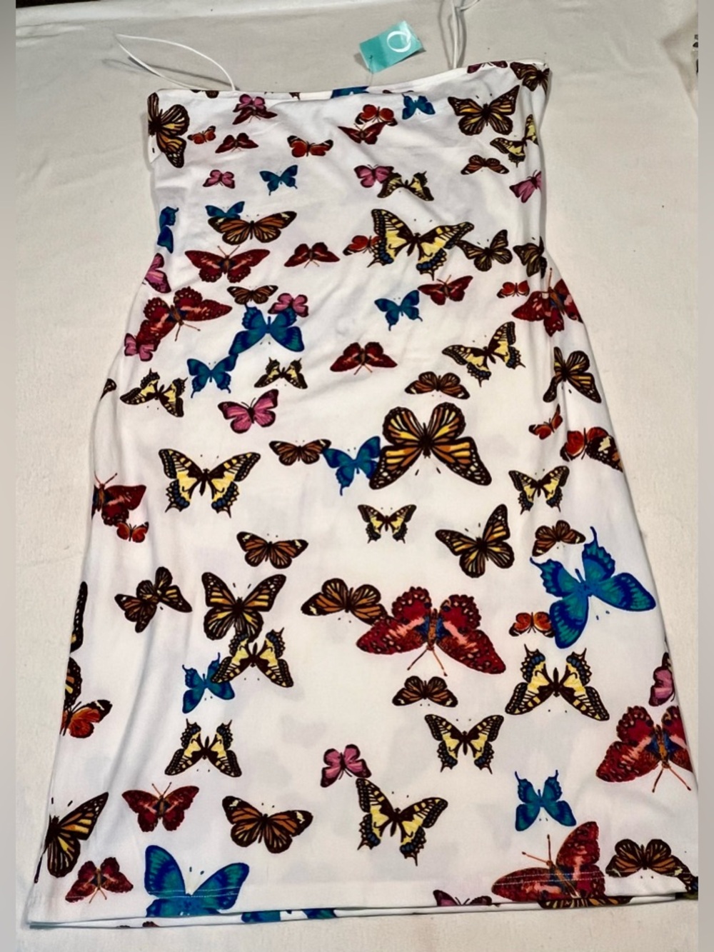 Bear Dance White Butterfly Print Mini Dress View 3